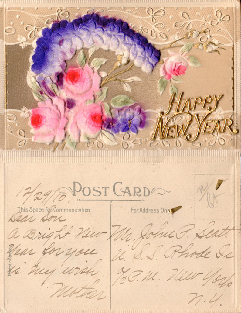 Sample digitally preserved postcard. Text reads Happy New Year