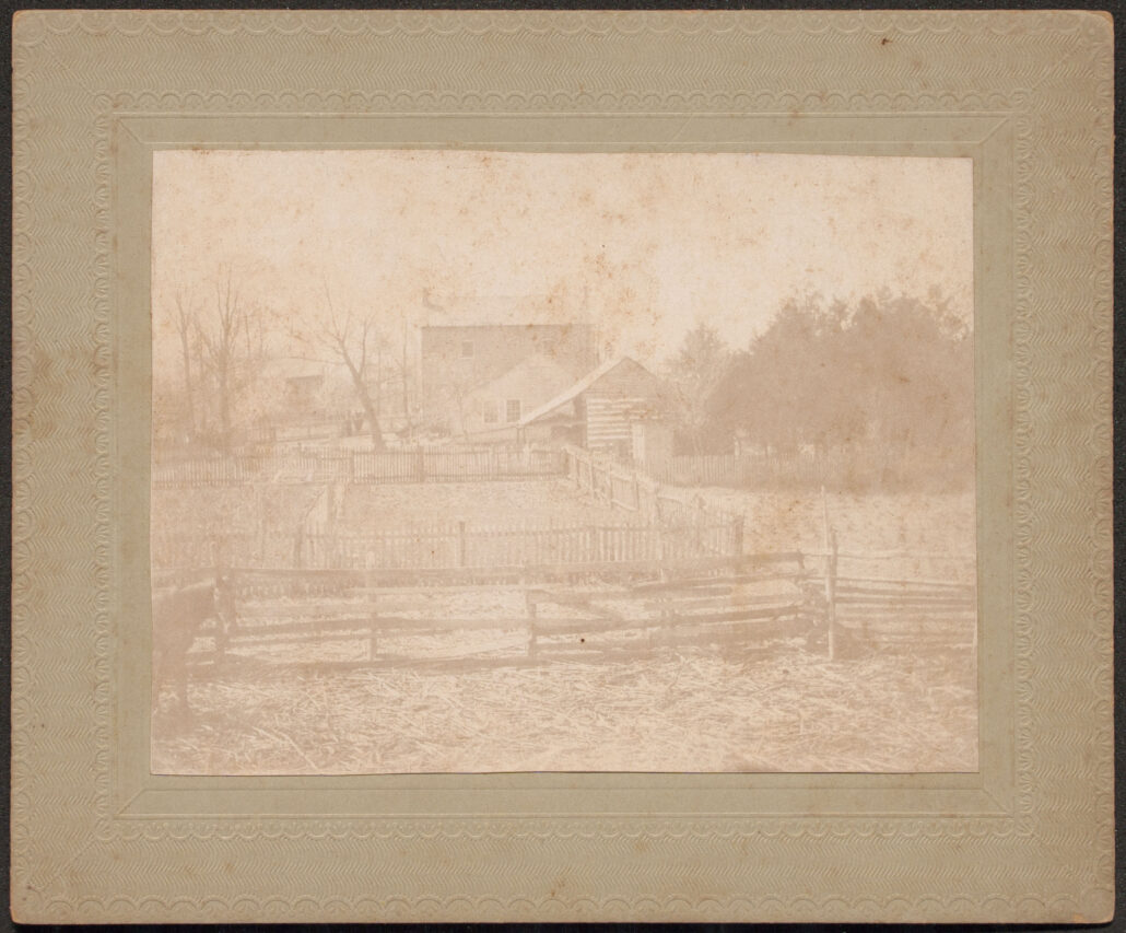 farmhouse photo with foxing and matting