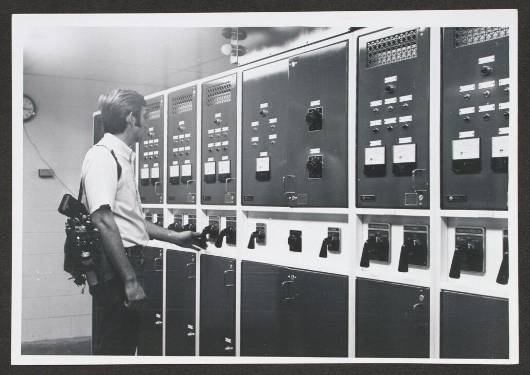 worker at electrical panels