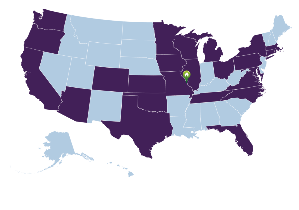 Map of states where Anderson Archival has assisted clients